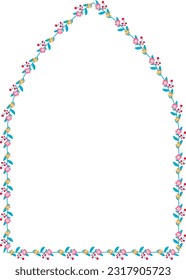 Three-Pointed Arch rectangular frame architectural Flower window Flower door flower frame floral leaves decoration natural Botanical Branches wedding card anniversary celebration beautiful arabesque