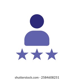 Three-star customer rating badge with user silhouette