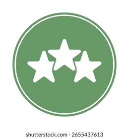 Icono de clasificación de tres estrellas: símbolo de Vector plano