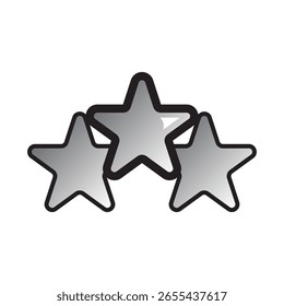 Ícone de classificação de três estrelas — símbolo de vetor plano
