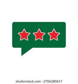 Three-Star Review Speech Bubble Icon – Green UI Rating Symbol