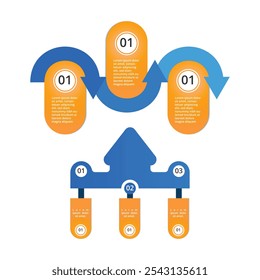 Three-step infographic, ideal for process diagrams, presentations, workflow layouts, banners, flow charts, and infographics.