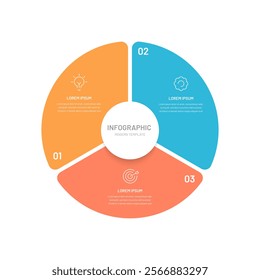 Three-step informative business infographics for a website or presentation, report. Editable icons