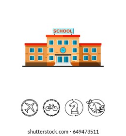 Three-storied School Building Icon