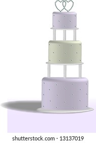 Three-Tier 3D Wedding Cake Vector