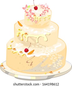 Three-tiered cake