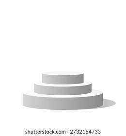 Three-tiered cylindrical podium with gradient shading, ideal for showcasing hierarchy, stages, or comparison