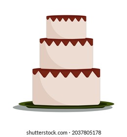 three-tiered delicious cherry frosting cake on a plate
