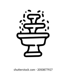 three-tiered fountain line vector doodle simple icon