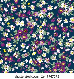 three-tone solid abstract small hibiscus flower with black color background, all over vector design with solid background illustration digital image for textile or wrapping paper printing factory