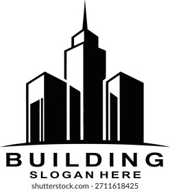 Three-Tower Building Logo with Central Spire