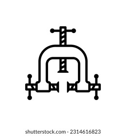 Three-way clamp vector icon. Clamping accessories for working with wood, metal.