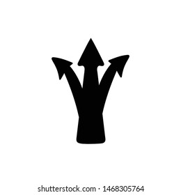 Three-way direction arrow doodle icon vector hand drawing 