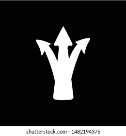 Three-way direction arrow doodle icon vector hand drawing 