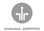 Three-way direction arrow icon. arrow icon ,three way direction arrow sign, road direction vector. Three Way Fork black Arrow . EPS 10 . 