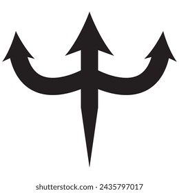 three-way direction arrow icon. arrow icon ,three way direction arrow sign, road direction vector. Three Way Fork black Arrow