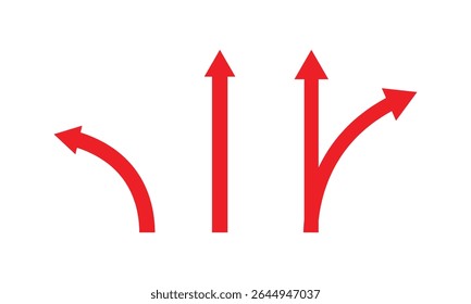 Three-way direction arrow icon. arrow icon ,three way direction arrow sign, road direction vector. Three Way Fork black Arrow . EPS 10 . 