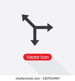 Three-Way Direction Arrow Icon Vector Illustration Eps10