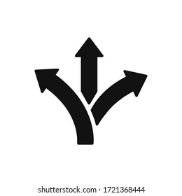 Three-way Direction Arrow Icon Vector. Road Direction Sign