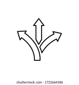 Three-way Direction Arrow Icon Vector. Road Direction Sign