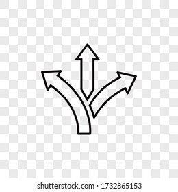 Three-way direction arrow icon vector. Road direction sign