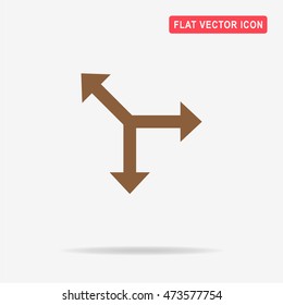 Three-way direction arrow icon. Vector concept illustration for design.