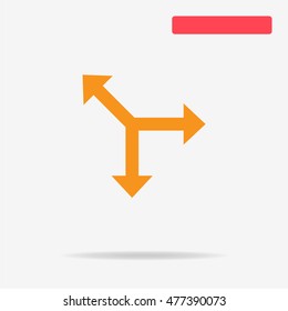 Three-way direction arrow icon. Vector concept illustration for design.