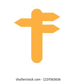 Three-way direction arrow sign