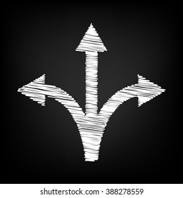 Three-way direction arrow sign