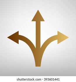 Three-way direction arrow sign