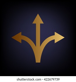 Three-way direction arrow sign