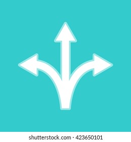 Three-way direction arrow sign