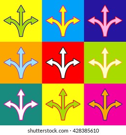 Three-way direction arrow sign