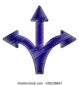 Three-way direction arrow sign