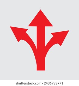 three-way direction arrow sign on white background. road direction sign, eps10