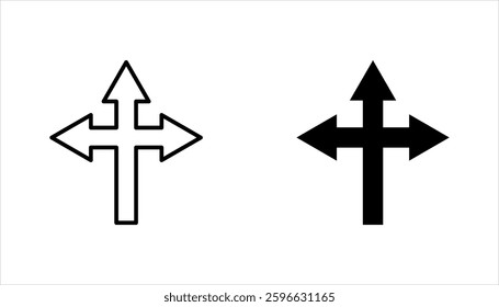 three-way direction arrow sign, road sign direction icon set, vector illustration on white background