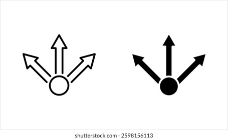 three-way direction arrow sign, road sign direction icon set, vector illustration on white background