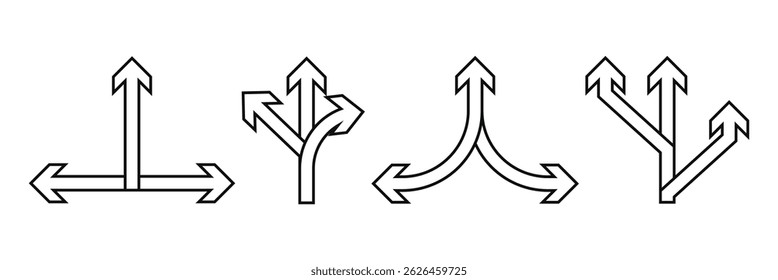 three-way direction arrow sign, road sign direction icon, vector illustration