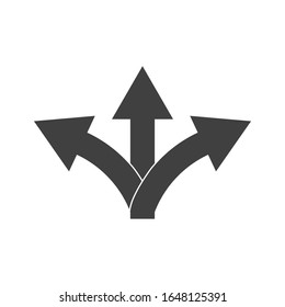Three-way direction arrow. vector illustration.
