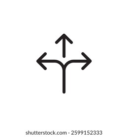 Three-way directional arrow icon Vector