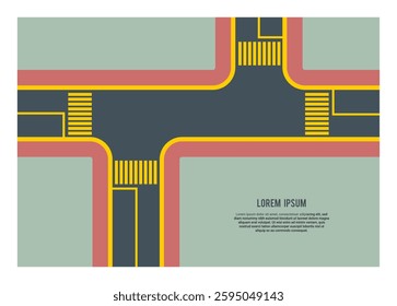 Three-way junction. Simple flat illustration.