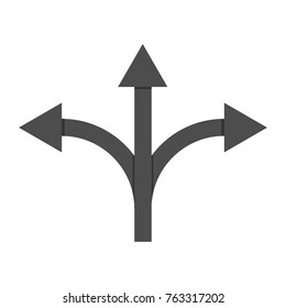 	
Three-way road direction arrow sign Vector illustration. Eps 10.