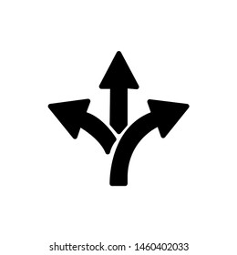 icono de símbolo vector de tres vías. Icono de dirección de evento