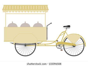 The Three-wheeled Utility Bicycle To Sell Food On A White Background.