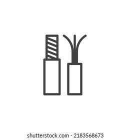 Three-wire electrical cable line icon. linear style sign for mobile concept and web design. Cable outline vector icon. Symbol, logo illustration. Vector graphics