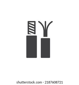Three-wire electrical cable vector icon. filled flat sign for mobile concept and web design. Cable glyph icon. Symbol, logo illustration. Vector graphics