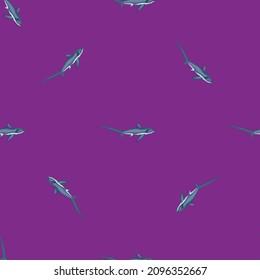 Thresher shark seamless pattern in scandinavian style. Marine animals background. Vector illustration for children funny textile prints, fabric, banners, backdrops and wallpapers.