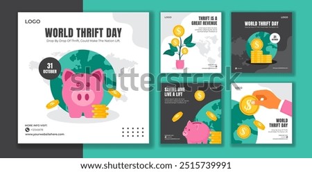 Thrift Day Social Media Post Flat Cartoon Hand Drawn Templates Background Illustration