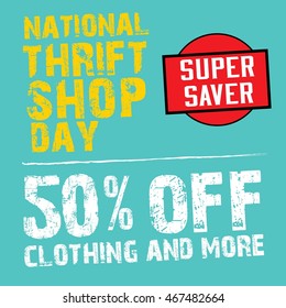 Thrift Shop Day Vector Illustration. Great Design Logo Campaign