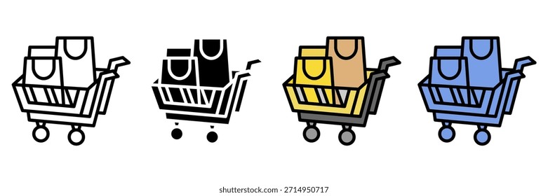 Thrift Shop icon multiple. icon set. Clothing Hanger, Shopping Bag, Price Tag, Cash Register, Dollar Sign, Donation Box, Vintage Dress, Sewing Machine, Recycling Symbol, Furniture, Shopping Cart, T S